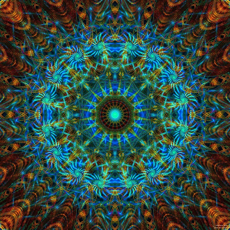 Abstract-blue-gold-mandala by James Alan smith