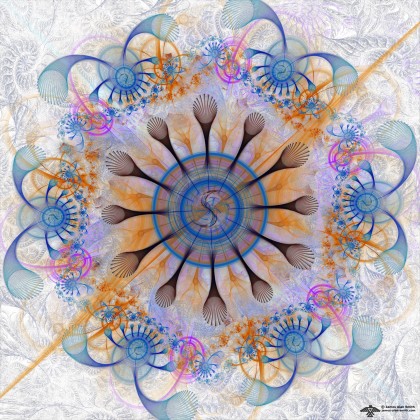 Orange and Blue Wreath Mandala by James Alan Smith