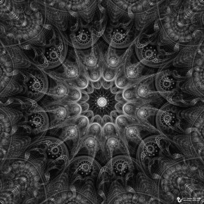 Black and White Mandala Abstraction by James Alan Smith