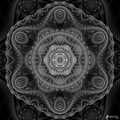 6 Lobe Black and White Meditation Mandala: Artwork by James Alan Smith