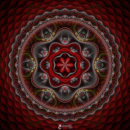 Fire Pink-Silene Virginica Meditation Mandala: Artwork by James Alan Smith