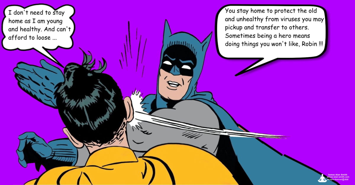 Batman-slapping-Robin-Meme-Virus: Artwork by James Alan Smith
