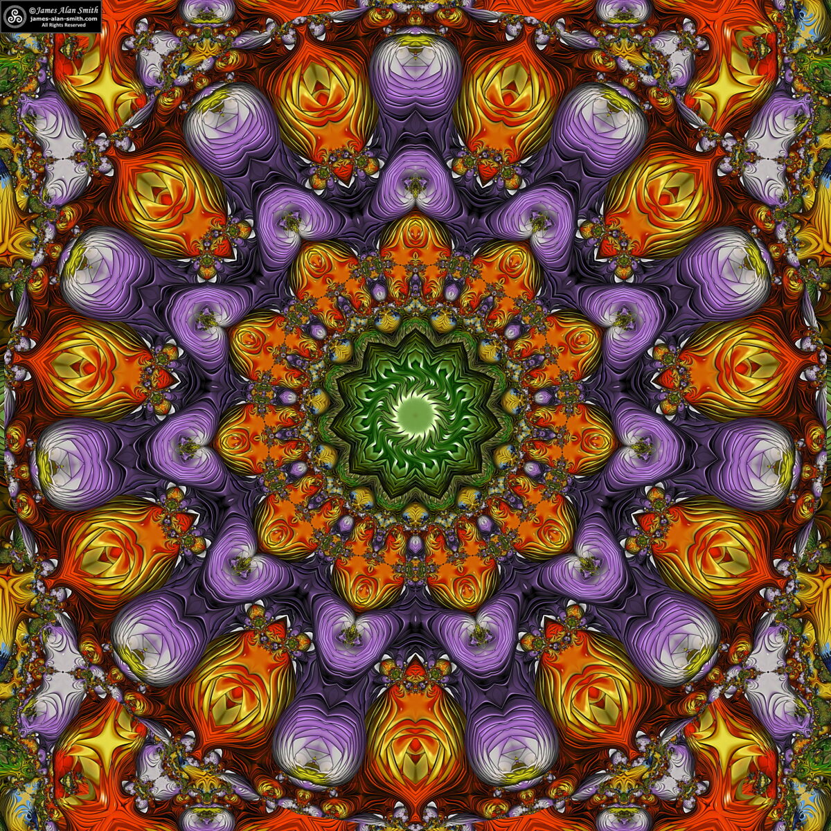 Green Star Mandala: Artwork by James Alan Smith