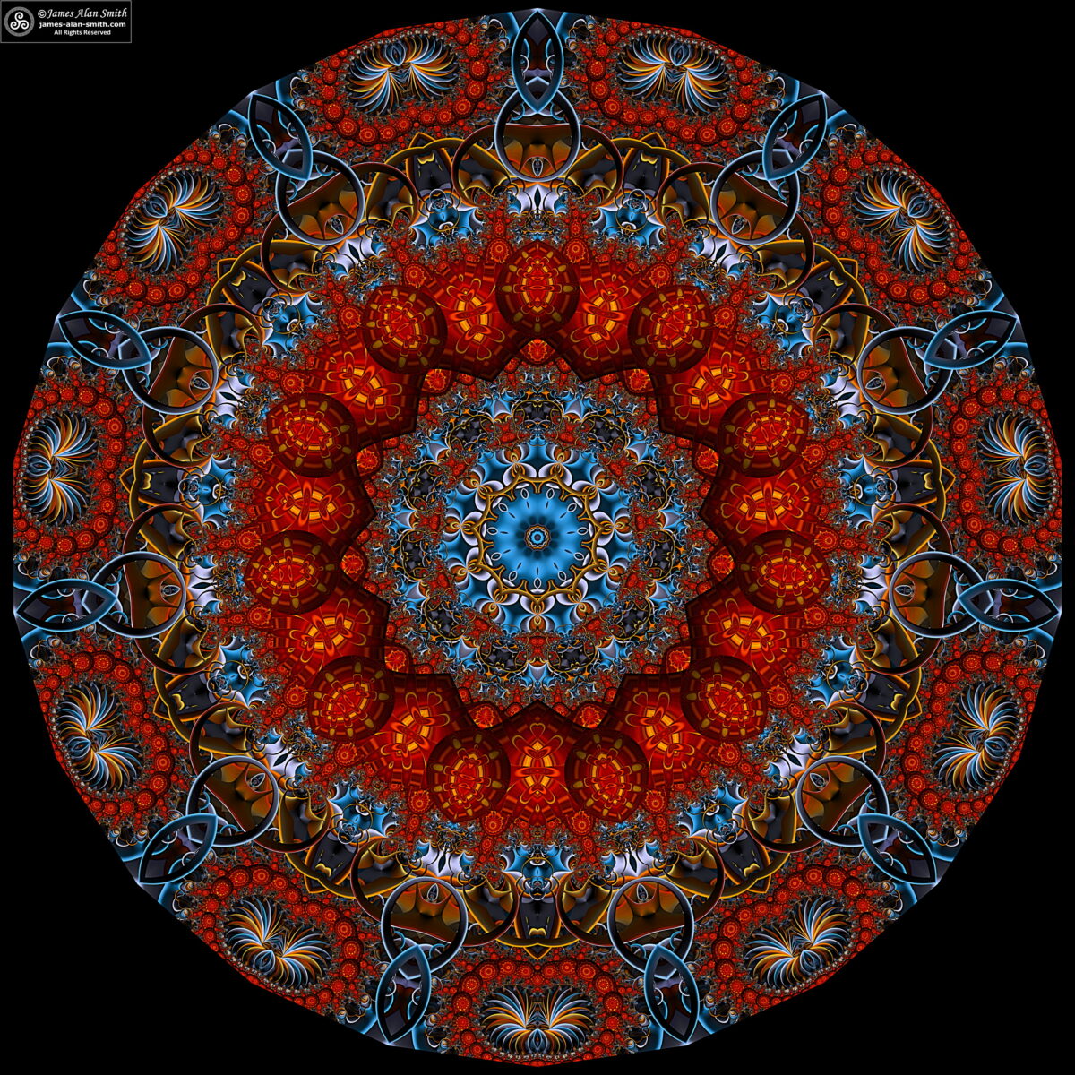 Red Tortoise Shell Mandala: Artwork by James Alan Smith