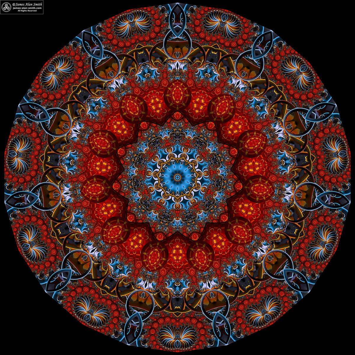 Red Tortoise Shell Mandala: Artwork by James Alan Smith