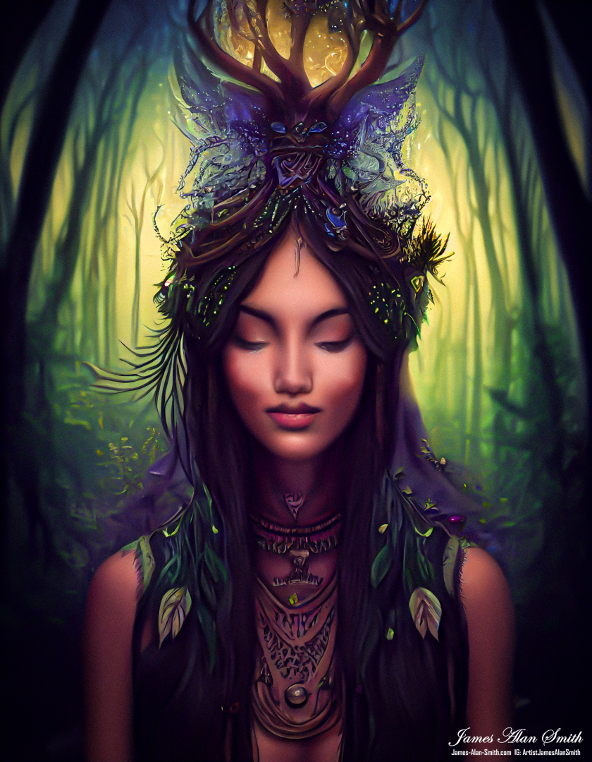Forest Priestess: Artwork by James Alan Smith